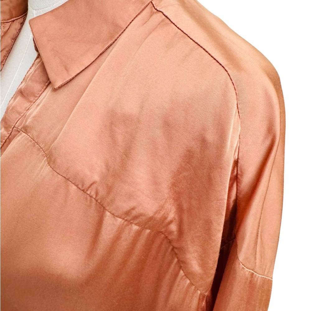 Maeve Anthropologie Copper Satin Blouse Women’s Large 100% Viscose Boho Chic - Picture 9 of 11